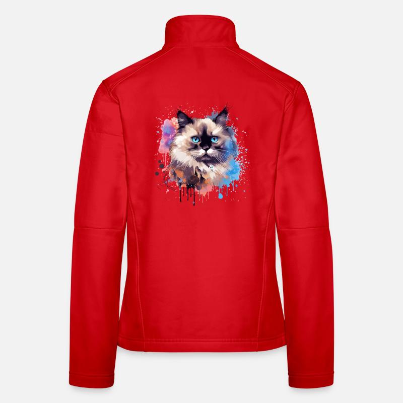Splash Art Birman Chat Visage Coloré Veste en tissu softshell Femme