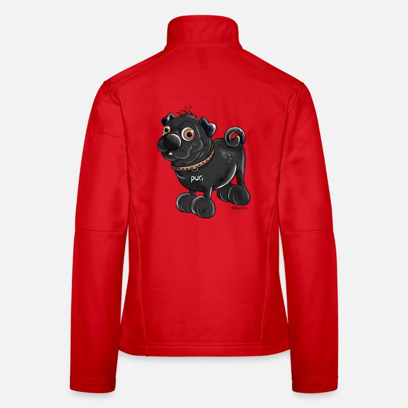 Funny Black Pug Women's Softshell Jacket