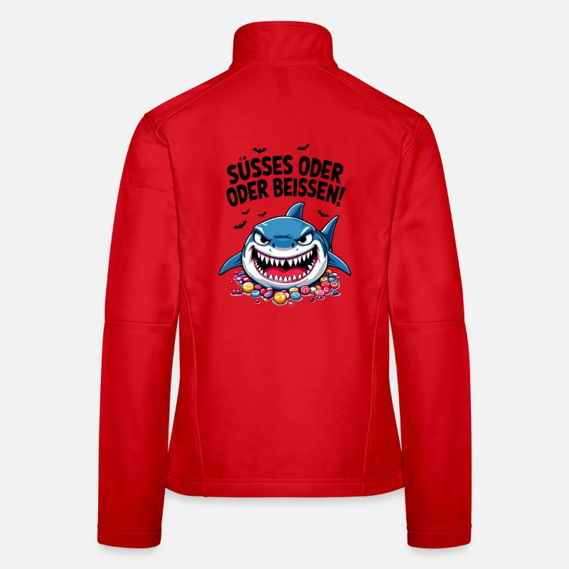Halloween Süßes oder Saures Hai Süßgkeiten Frauen Softshelljacke