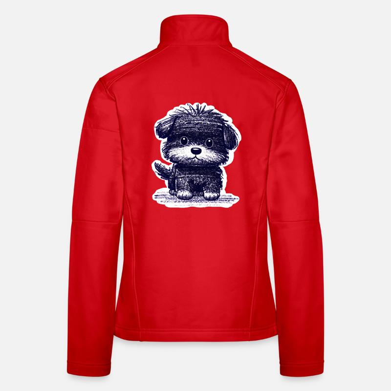 Fuzzy Puppy (Blue) - Women's Softshell Jacket - red