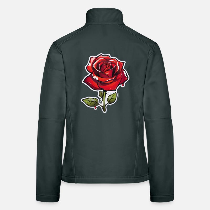 Rote Rose im Comics-Stil Frauen Softshelljacke