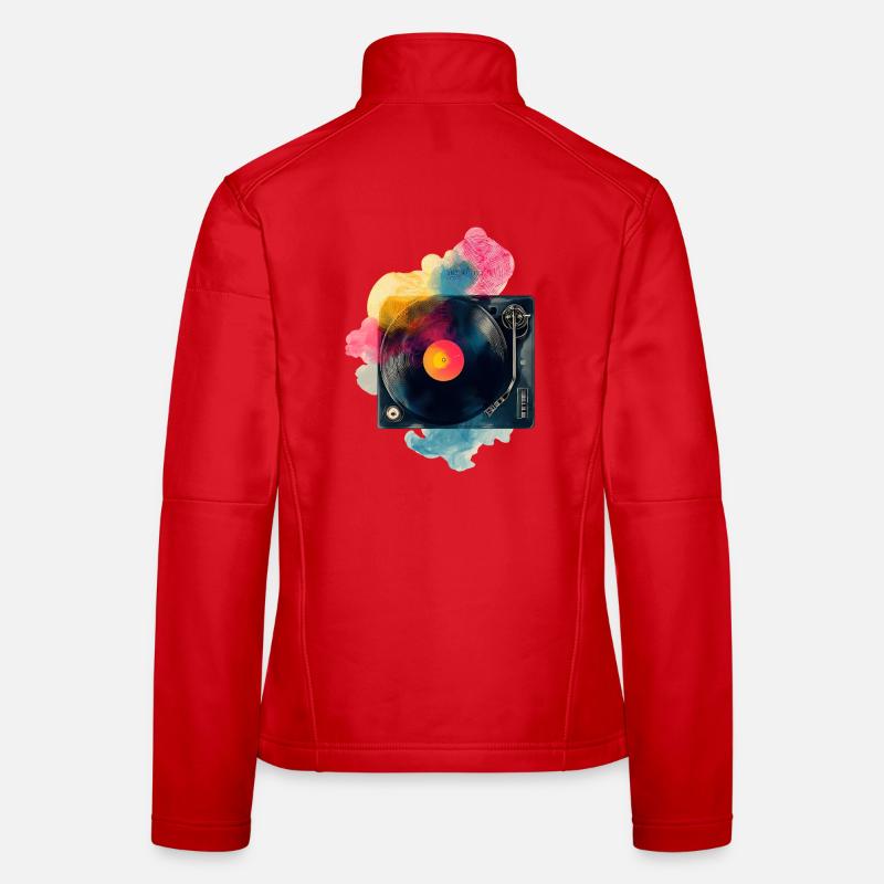 Design de platine vinyle en vinyle à splash couleur Veste en tissu softshell Femme