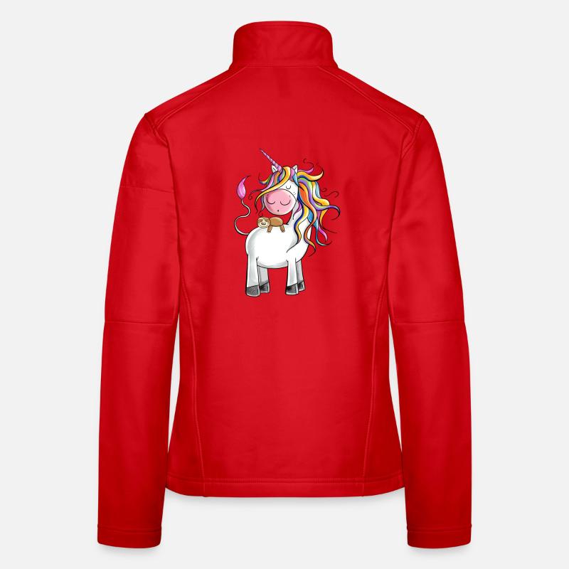 Chilling rainbow unicorn with sloth Women's Softshell Jacket