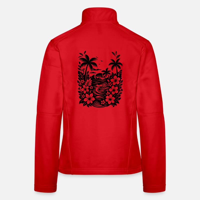 Holidays Beach and Palm Trees - Women's Softshell Jacket - red