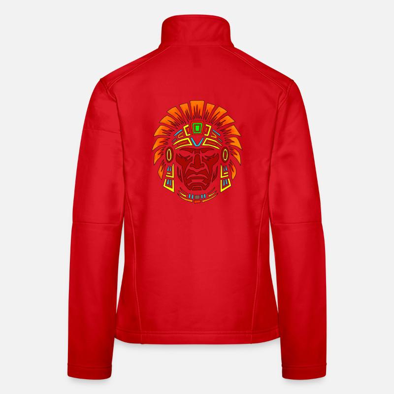 Indigenous Warrior Mask Design Women's Softshell Jacket