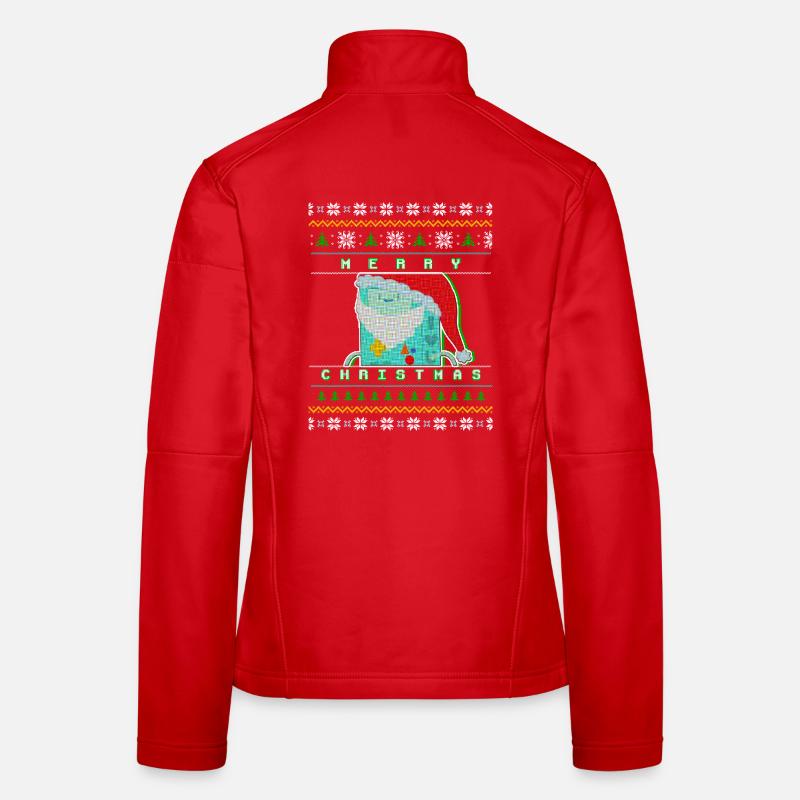 Joyeux Noël Pixel Santa « Pull de Noël moche » Veste en tissu softshell Femme