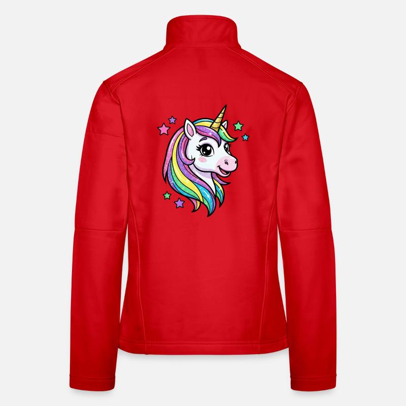 Regenbogen Einhorn Glitzerkopf Frauen Softshelljacke