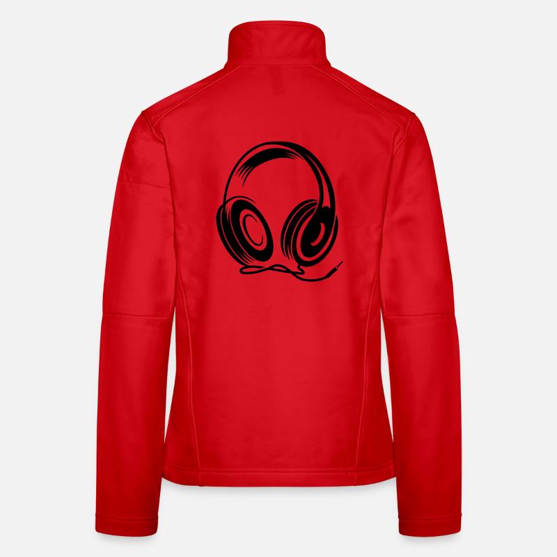 Kopfhörer mit Kabel im Stencil Stil Frauen Softshelljacke