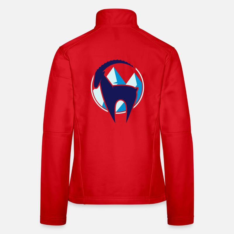 Steinbock und Gebirge Button Frauen Softshelljacke