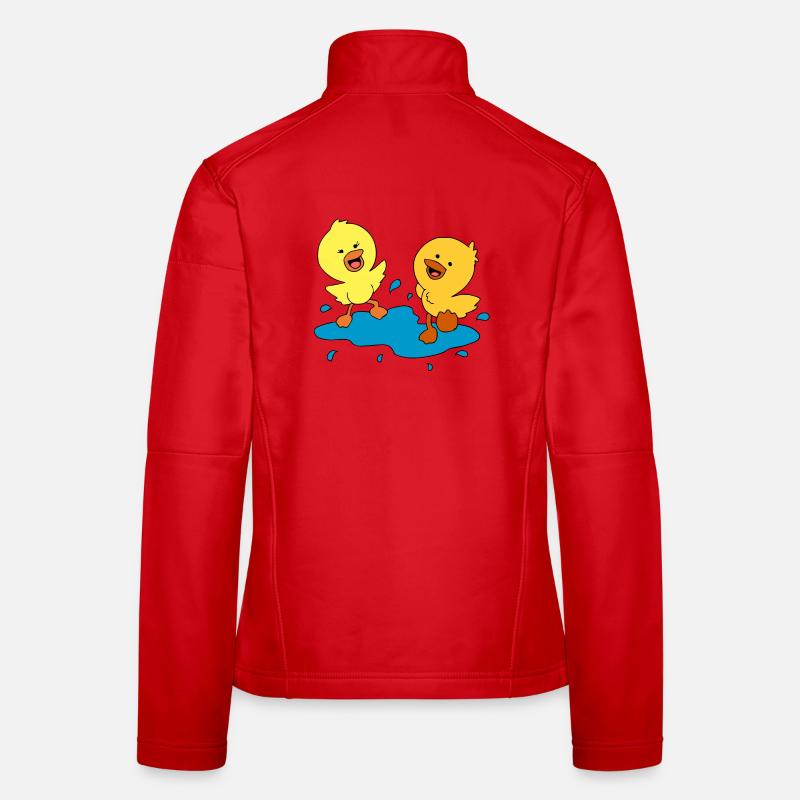Cute ducklings splashing in a puddle - Women's Softshell Jacket - red