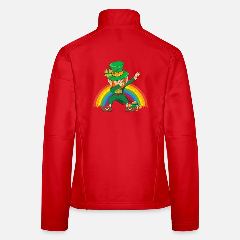 Dancing Leprechaun Dabbing Rainbow Women's Softshell Jacket