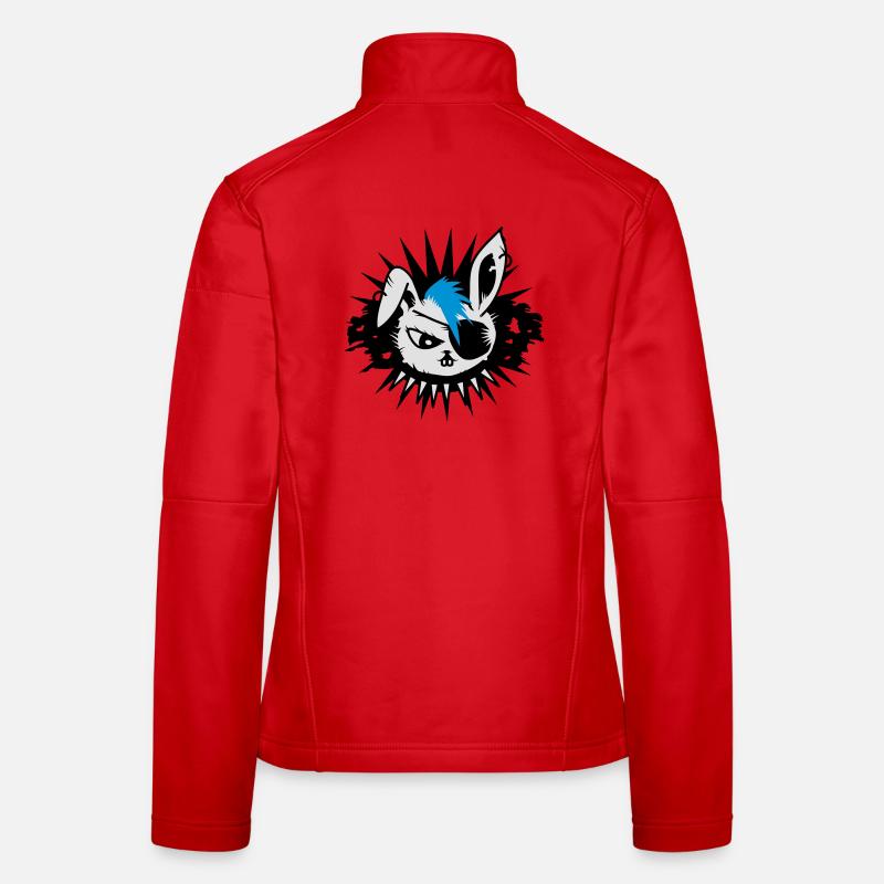 rabbit with an eye patch and a mohawk Women's Softshell Jacket