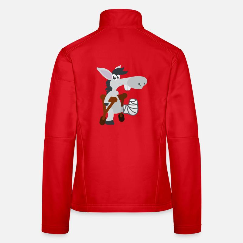 funny animals child motive ill donkey on crutches - Women's Softshell Jacket - red