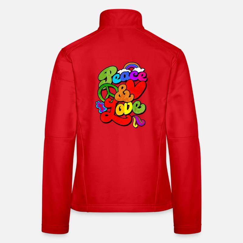 Peace and Love Hippie 60s 70s gift - Women's Softshell Jacket - red