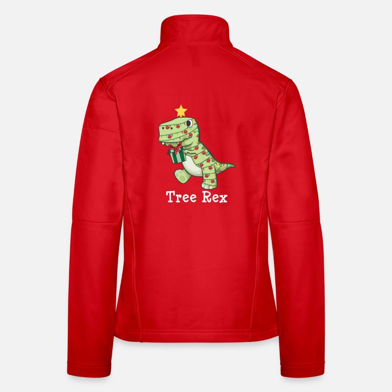 Angry Tree Rex Xmas Dinosaur Christmas Lights Women's Softshell Jacket