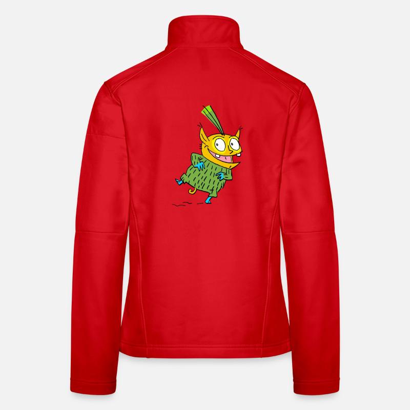 Fröhlicher Monster im Grünen Pullover Frauen Softshelljacke