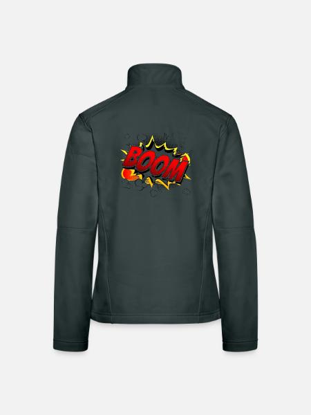 Boom Comic Grafik - Frauen Softshelljacke - Rot - Hinten