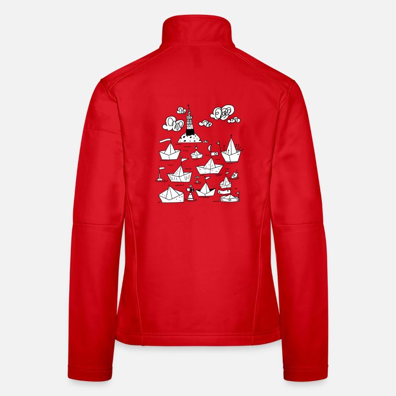 Papierschiffchen mit Leuchtturm - Frauen Softshelljacke - Rot