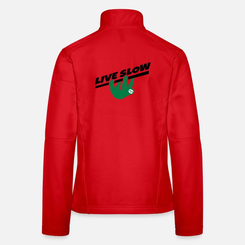 Faultier Spruch Live Slow für Entspannte - Frauen Softshelljacke - Rot