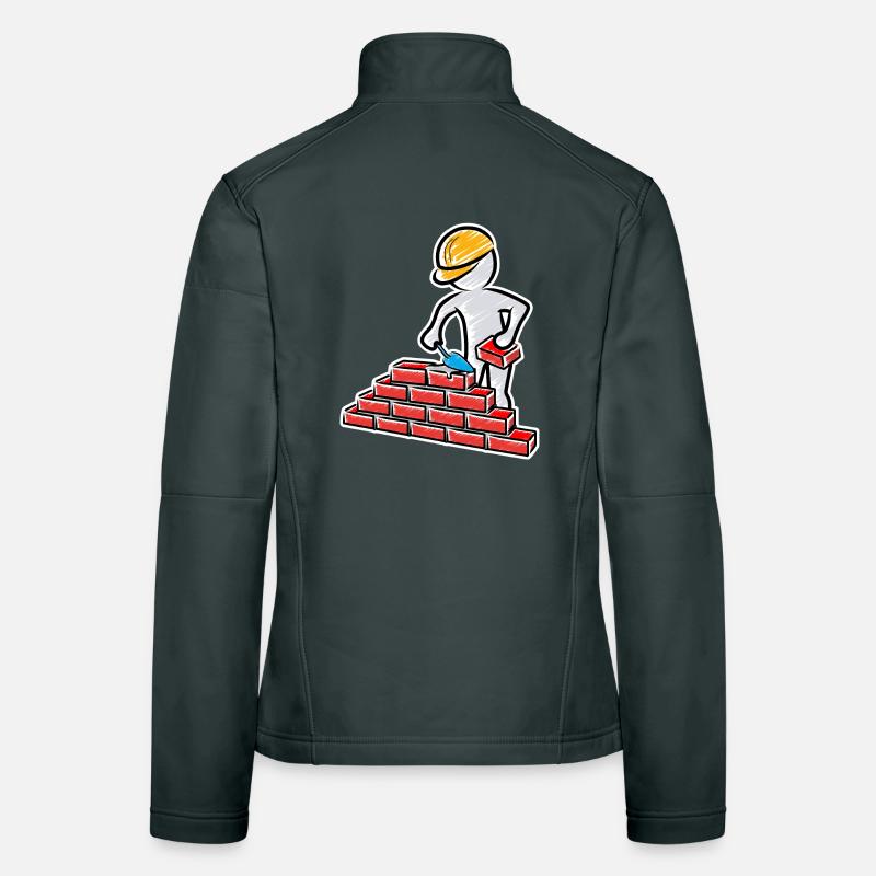 Construction worker with trowel, mortar and wall Women's Softshell Jacket