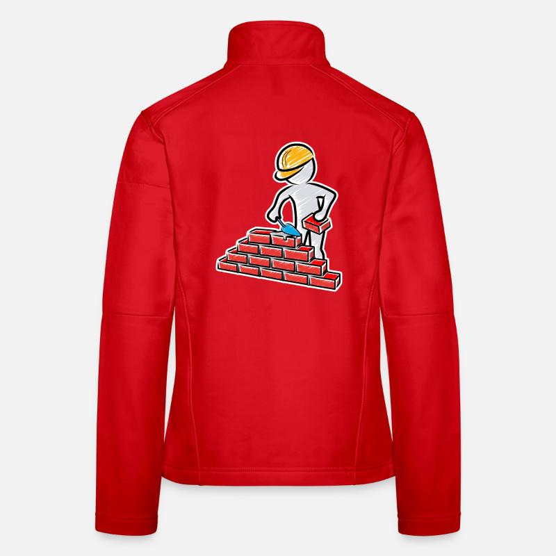 Travailleur de la construction avec truelle, mortier et mur Veste en tissu softshell Femme