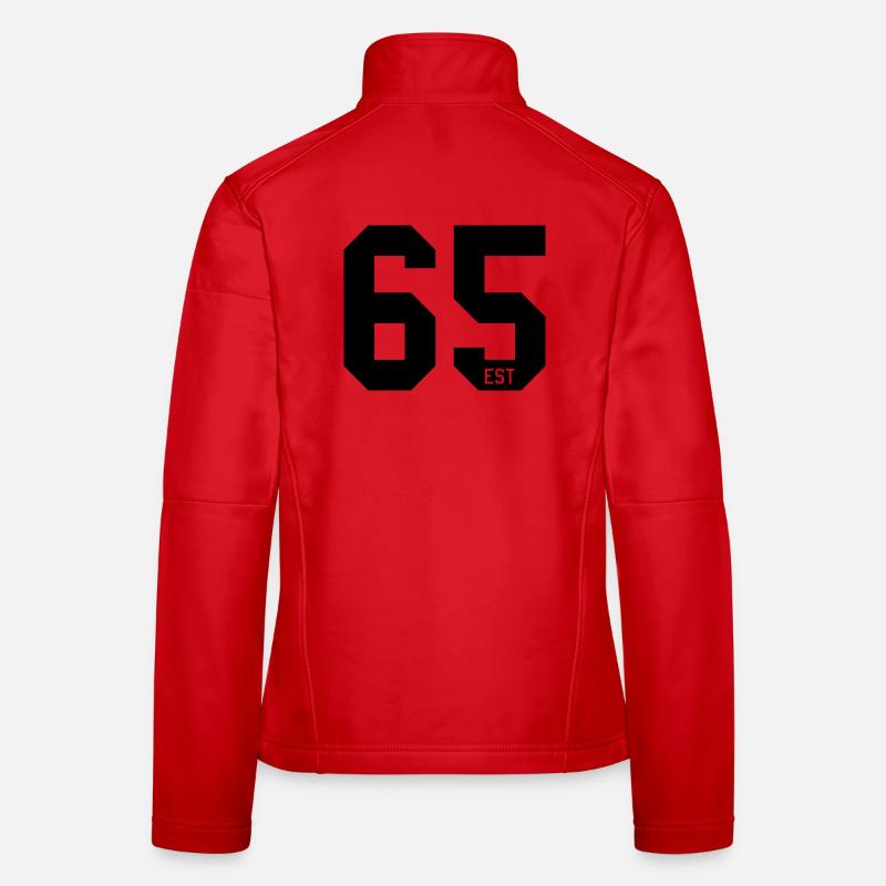Design numéroté 65 – Typographie en bloc EST Veste en tissu softshell Femme