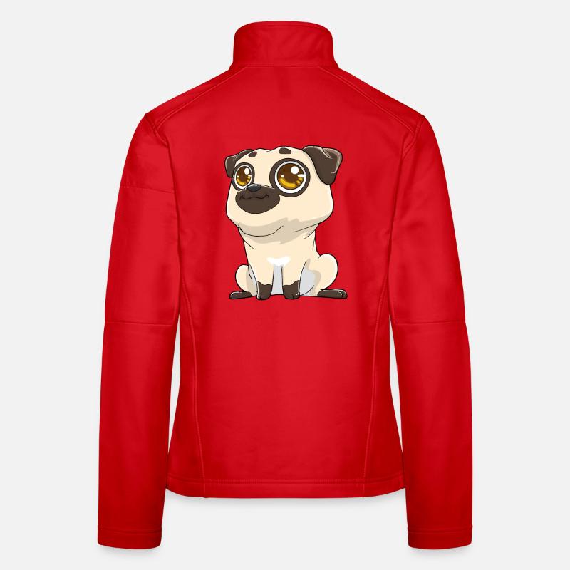 Süßer Mops mit großen Augen Frauen Softshelljacke