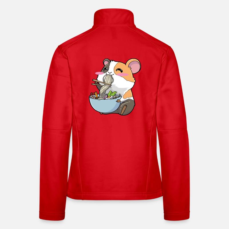 Guinea pig eats ramen Women's Softshell Jacket