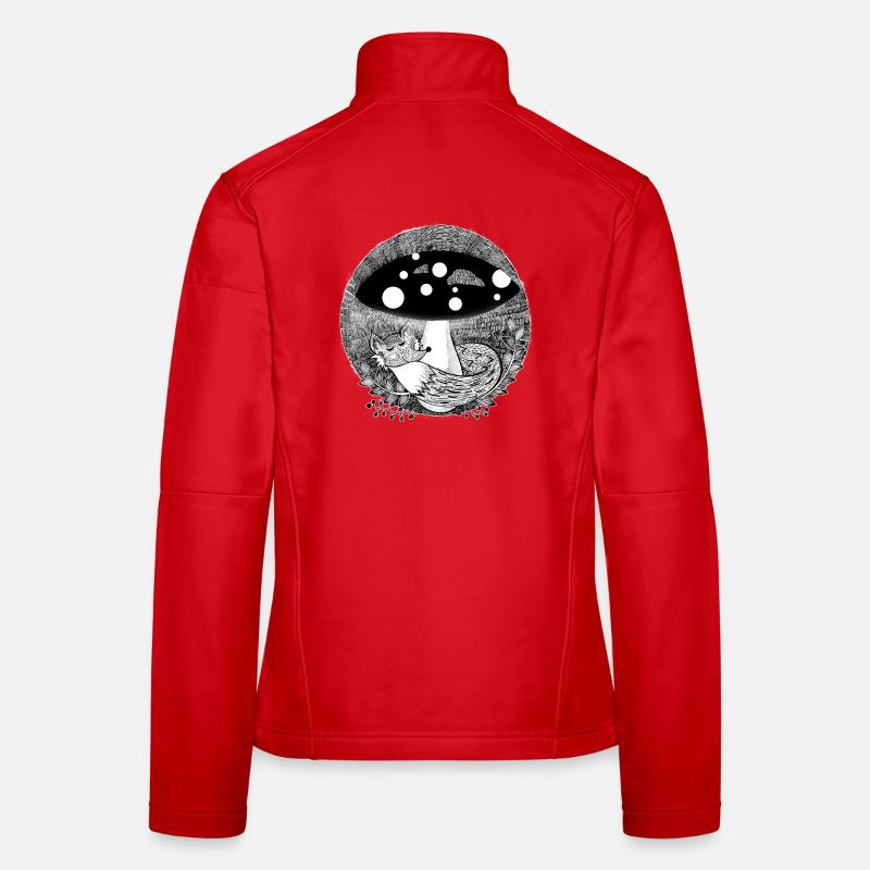 Fox illustration black and white Women's Softshell Jacket