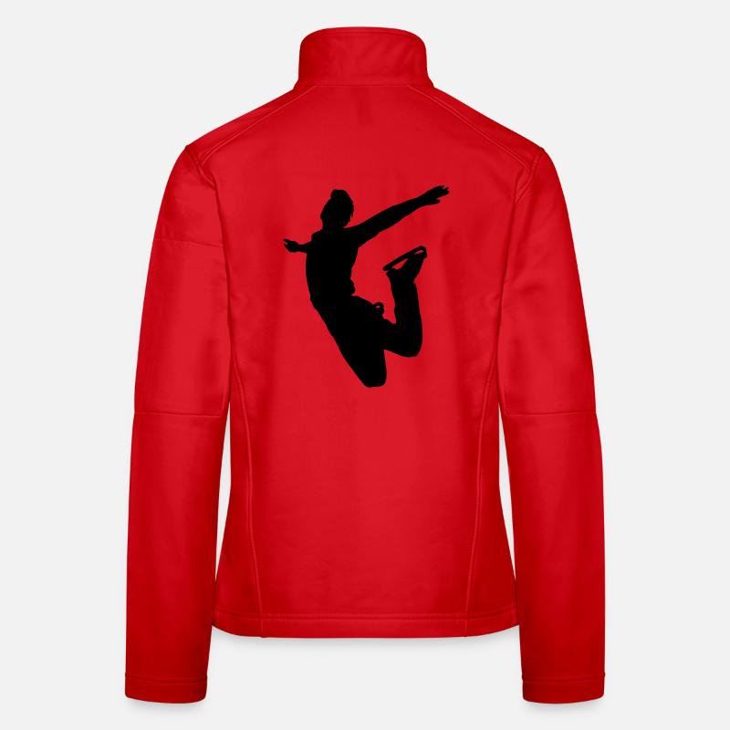 Schattenbild des springenden Eiskunstläufers Frauen Softshelljacke