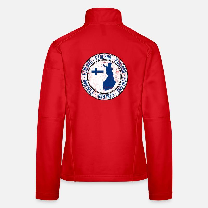 Carte de Finlande Cimier circulaire avec drapeau Veste en tissu softshell Femme