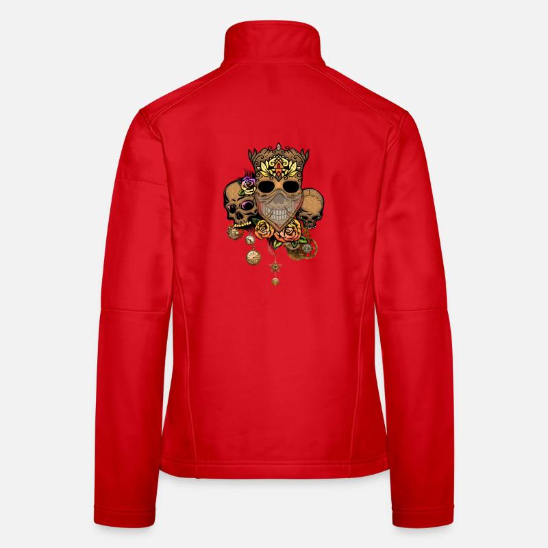 Steampunk Schädel mit Blumen Frauen Softshelljacke