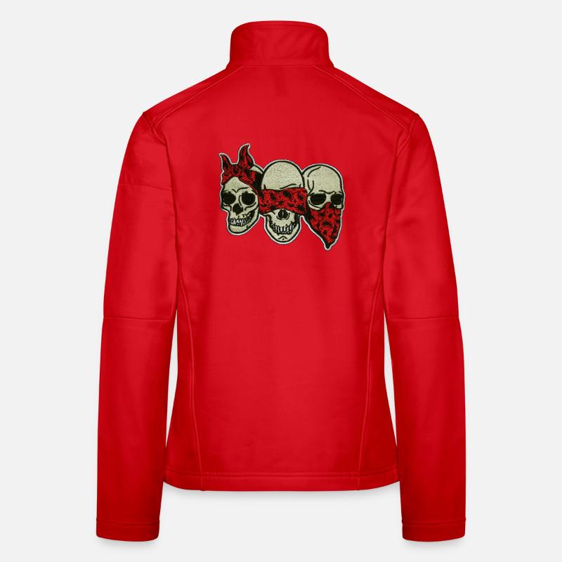 Drei Schädel mit roter Augenmaske / Three Skulls - Frauen Softshelljacke - Rot