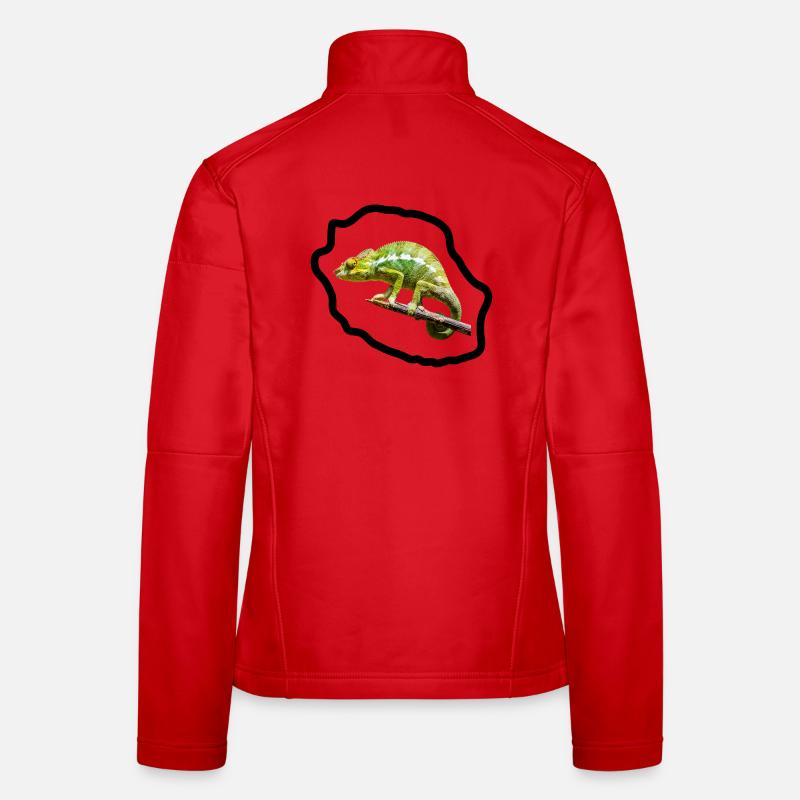 Chameleon vert sur branche Veste en tissu softshell Femme