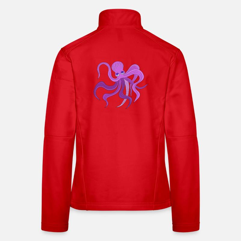 A fluffy octopus swinging tentacles - Women's Softshell Jacket - red