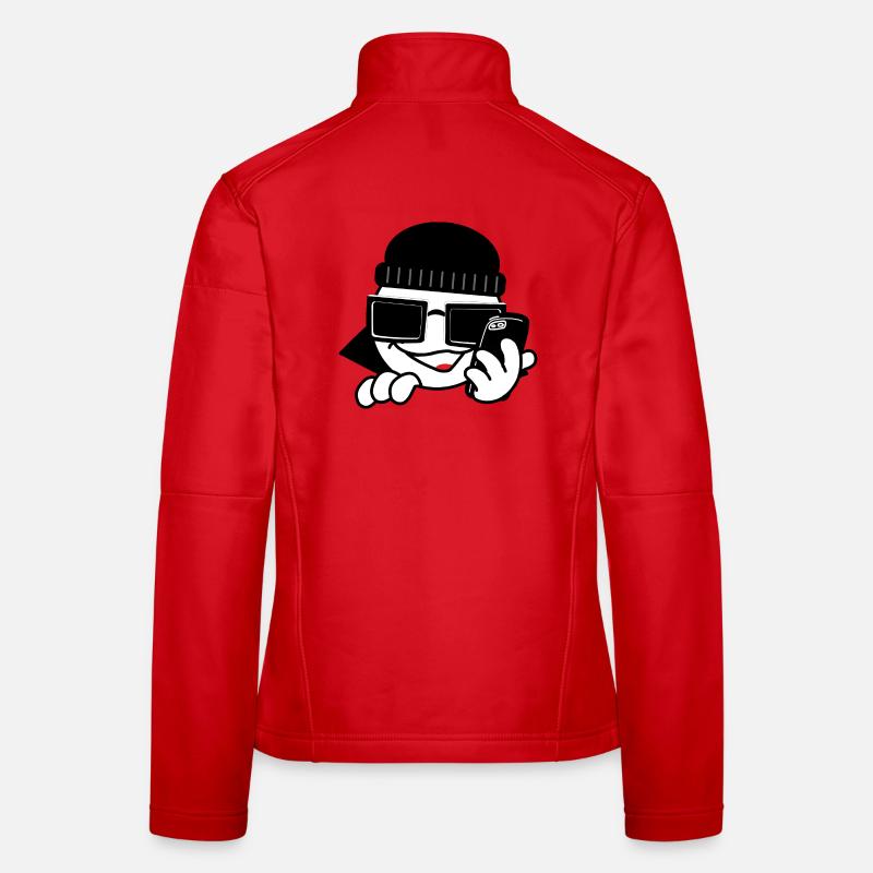 Hacker mit Smartphone und Herzen Frauen Softshelljacke