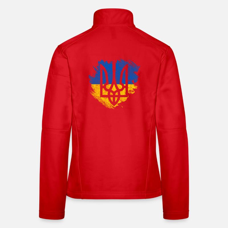 Drapeau trident ukrainien Brush Veste en tissu softshell Femme