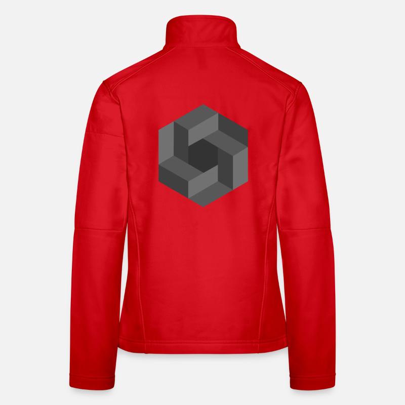 Geometric Illusion Pattern Black White Women's Softshell Jacket