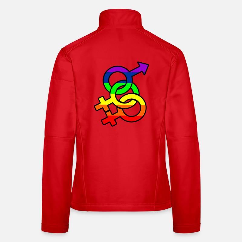Geschlecht bisexuell 2 Logo mit Regenbogen Frauen Softshelljacke