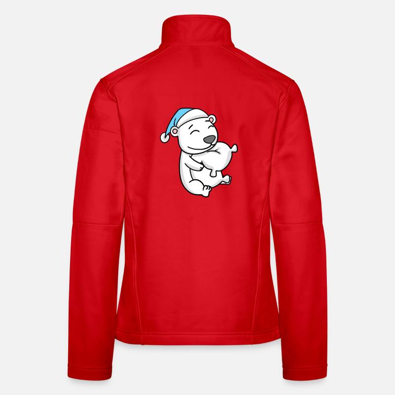 Polar bear with pillow and sleeping cap Women's Softshell Jacket