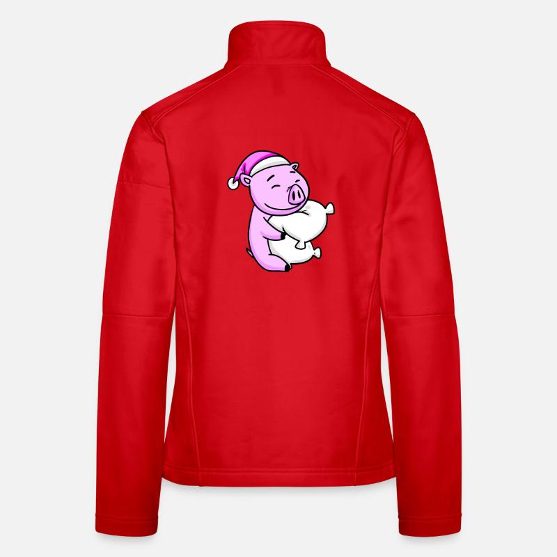 Pig with pillow and sleeping cap Women's Softshell Jacket