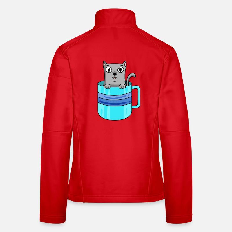 Chat mignon dans une tasse à café Veste en tissu softshell Femme