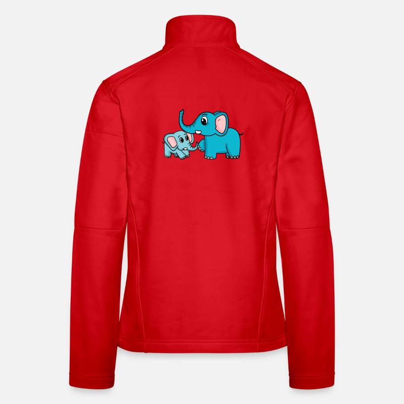 Eléphant avec bébé éléphant Veste en tissu softshell Femme
