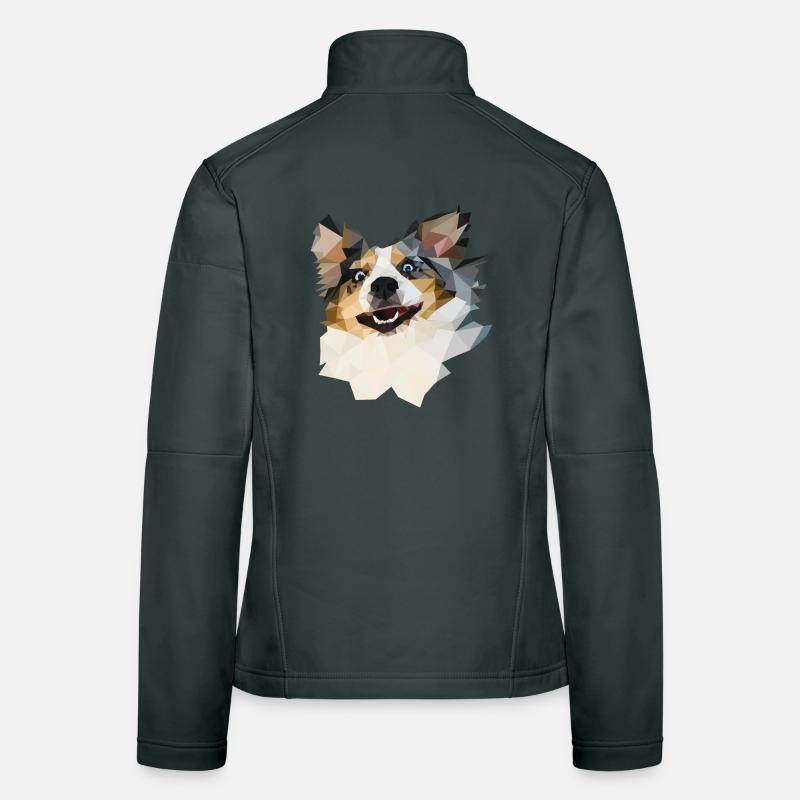Australian Shepherd, Blue Merle, Polygon Style Frauen Softshelljacke
