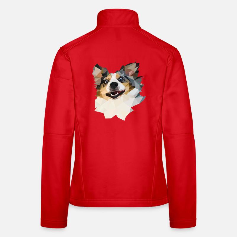Australian Shepherd, Blue Merle, Polygon Style Frauen Softshelljacke