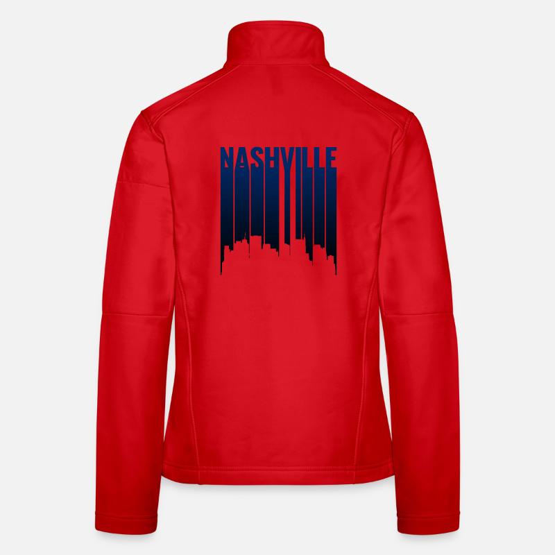 Nashville Skyline Midnight Blue Silhouette - Women's Softshell Jacket - red