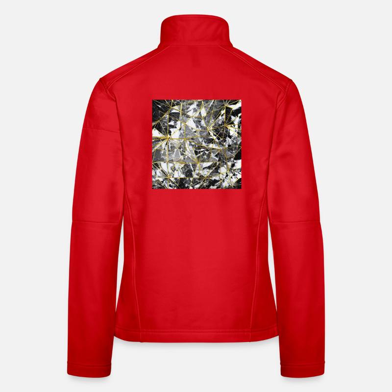 Marble Black Gold Geometric Pattern Women's Softshell Jacket