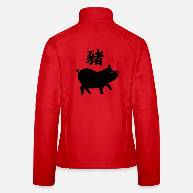 Cochon à caractère chinois avec image de cochon Veste en tissu softshell Femme