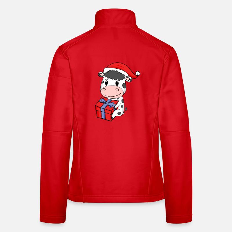 Vache de Noël Bébé avec cadeau Veste en tissu softshell Femme