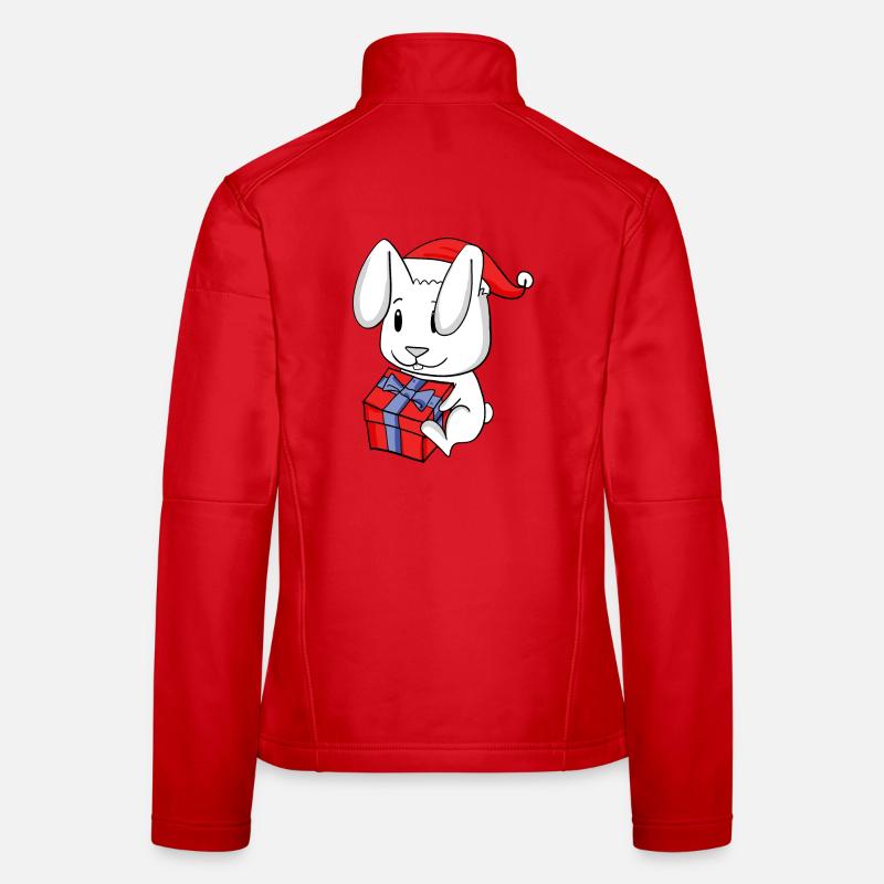 Lapin de Noël Bébé avec cadeau - Lapin Veste en tissu softshell Femme